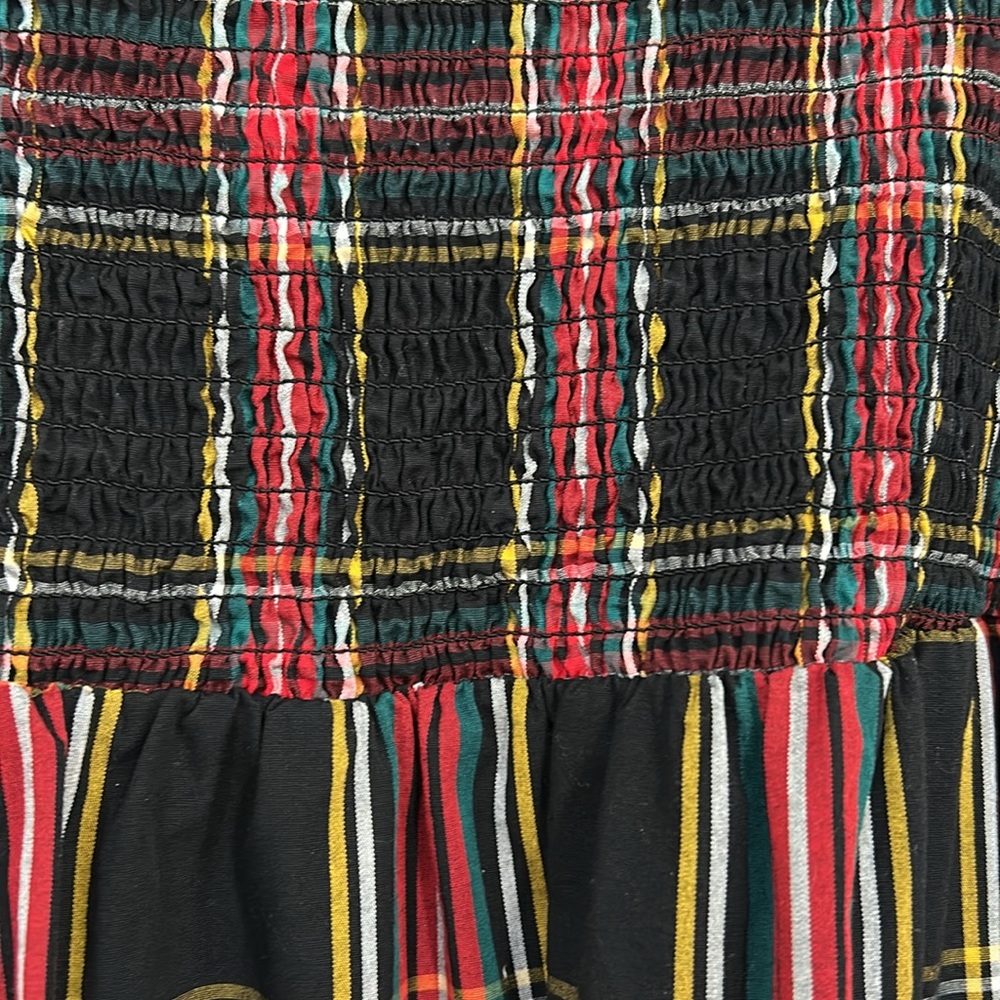 JCREW WOMENS PLAID SMOCKED COTTON POPLIN MIDI DRESS RED BLACK SZ MEDIUM - Picture 6 of 13